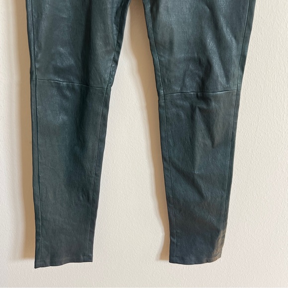 Theory Adbelle Green Leather Bristol Leggings 12 - Picture 6 of 8